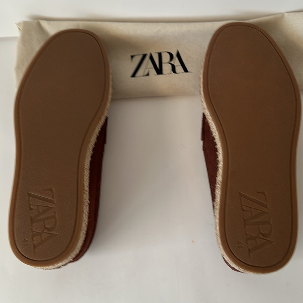 Zara Leather Moccasin Espadrilles  Chestnut Men’s Shoes - Picture 8 of 17